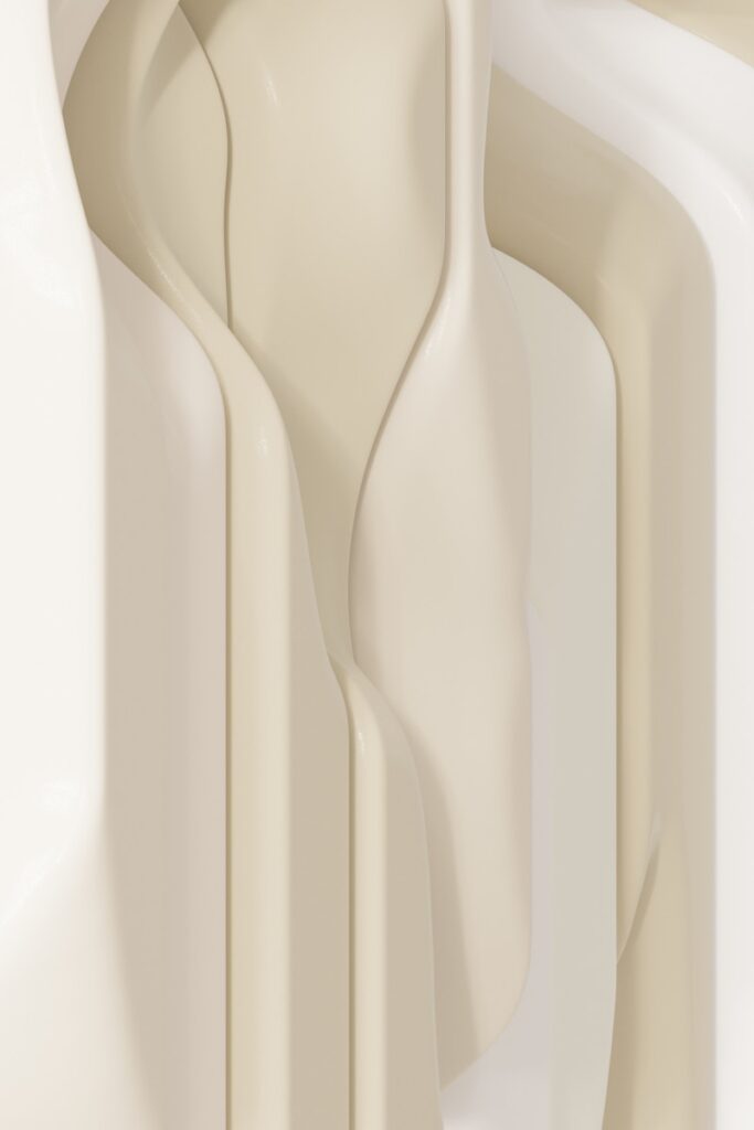 Abstract, soft, creamy white shapes overlap.