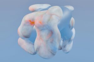 A pair of hands holding something in the air