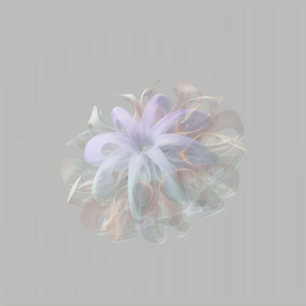 A dreamy, blurred flower floats gently.
