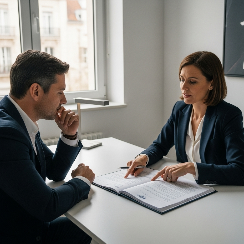Client et avocat français analysant un acte pour contester une exécution forcée. Vérification validité titre exécutoire.