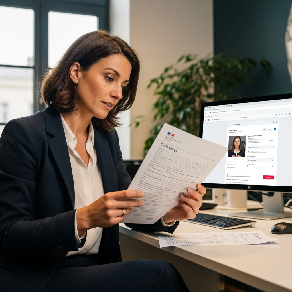 Un citoyen français examine un formulaire juridique en ligne sur le Portail du justiciable, concentré sur la validité de sa requête civile.