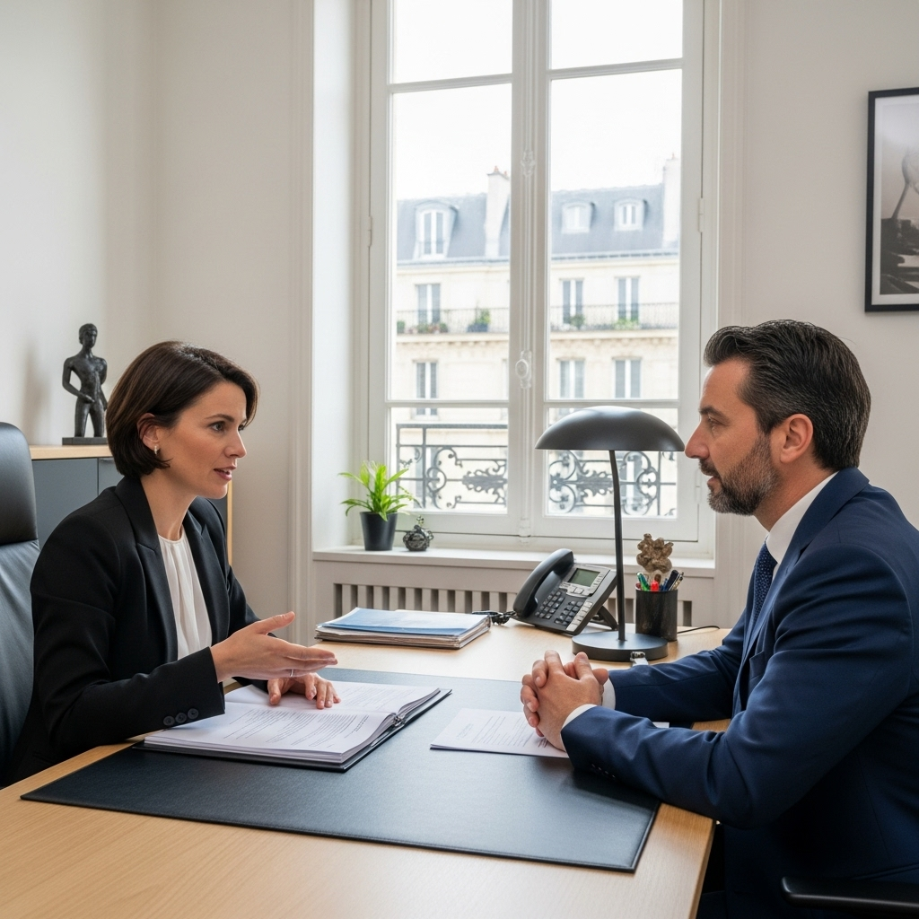 Avocat français conseillant un chef d'entreprise sur le recouvrement de créances face à un État étranger. Contexte juridique complexe.